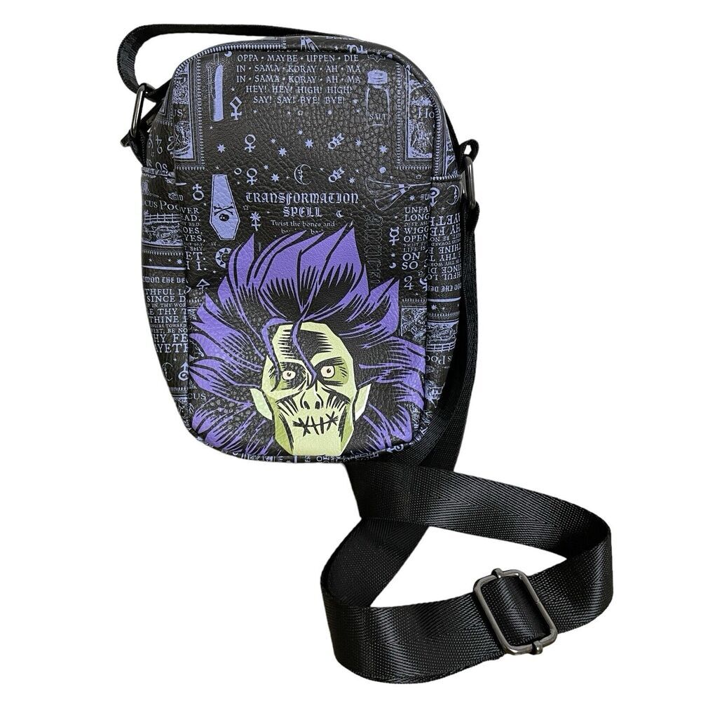 Disney Storybook Hocus Pocus Crossbody Bag Billy Burke Black Purple Strap Zip